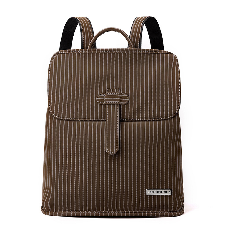 Colorful Fox Women's Niche High-End British Style Commuting Travel Lightweight Striped Waterproof Backpack ddmymoon