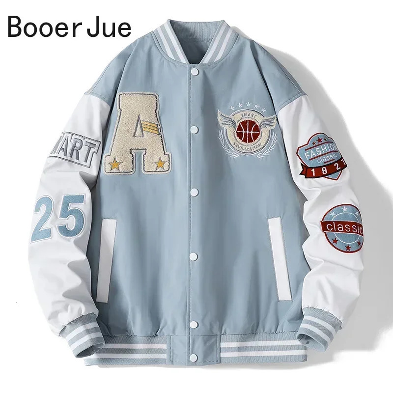 Varsity Baseball Bomber Jacket Men Hip Hop Harajuku Bone Letter Patchwork Leather Jackets Streetwear Women Unisex College Coats 250730