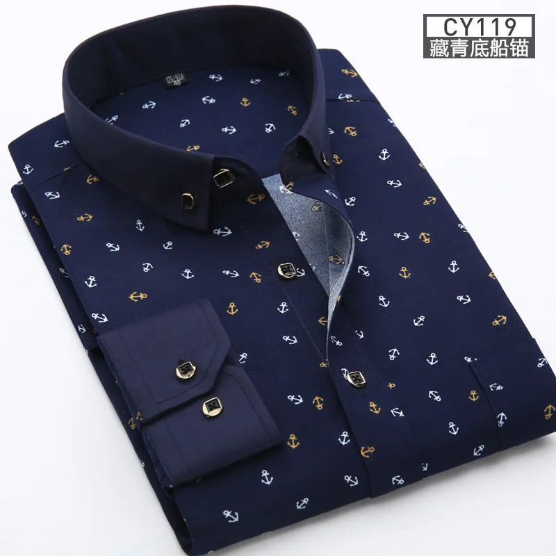 Mens Shirt Thin LongSleeved Printed SpringSummer NonIroning Business Casual Slim Fashion Breathable Shirt 250729
