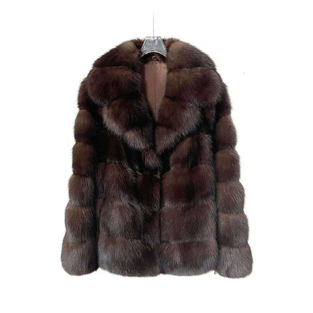 ZADORIN Designer Mink Autumn Winter Lapel Furry Brown Coat Woman Clothes Chic Elegant Faux Fur Jacket