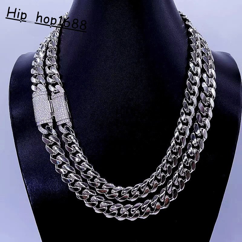 Buss Down No Fade Handcrafted Work Miami Cuban Thick 12mm Iced Out Moissanite Lock Solid Cuban Chain Cuban Link