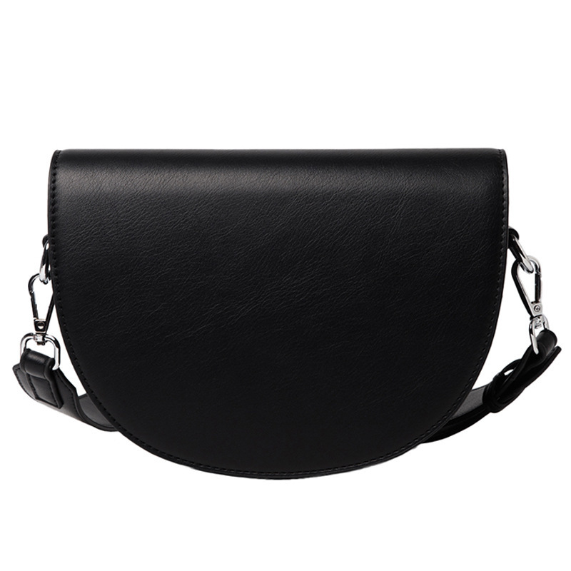 Internet celebrity texture wide shoulder strap single shoulder messenger women's bag 2025 spring new trendy fashion saddle bag