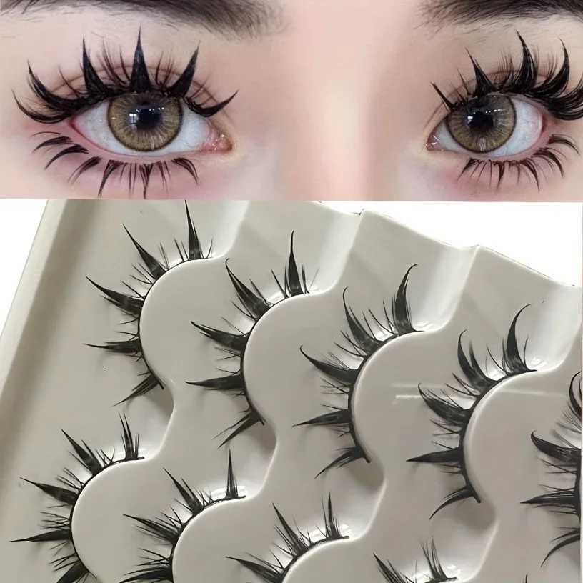 anime-inspired false eyelashes 5 pairs cartoon eye faux lashes dramatic look demon style volumizing lengthening Z250730