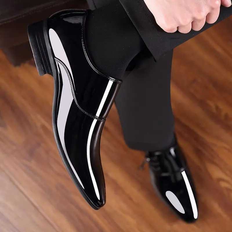 Mens Formal Shoes Patent Leather Pointed Toe Social Shoe M Bright Upper Spring Autumn 2024 Style High Quality Fion 39 New Y250730