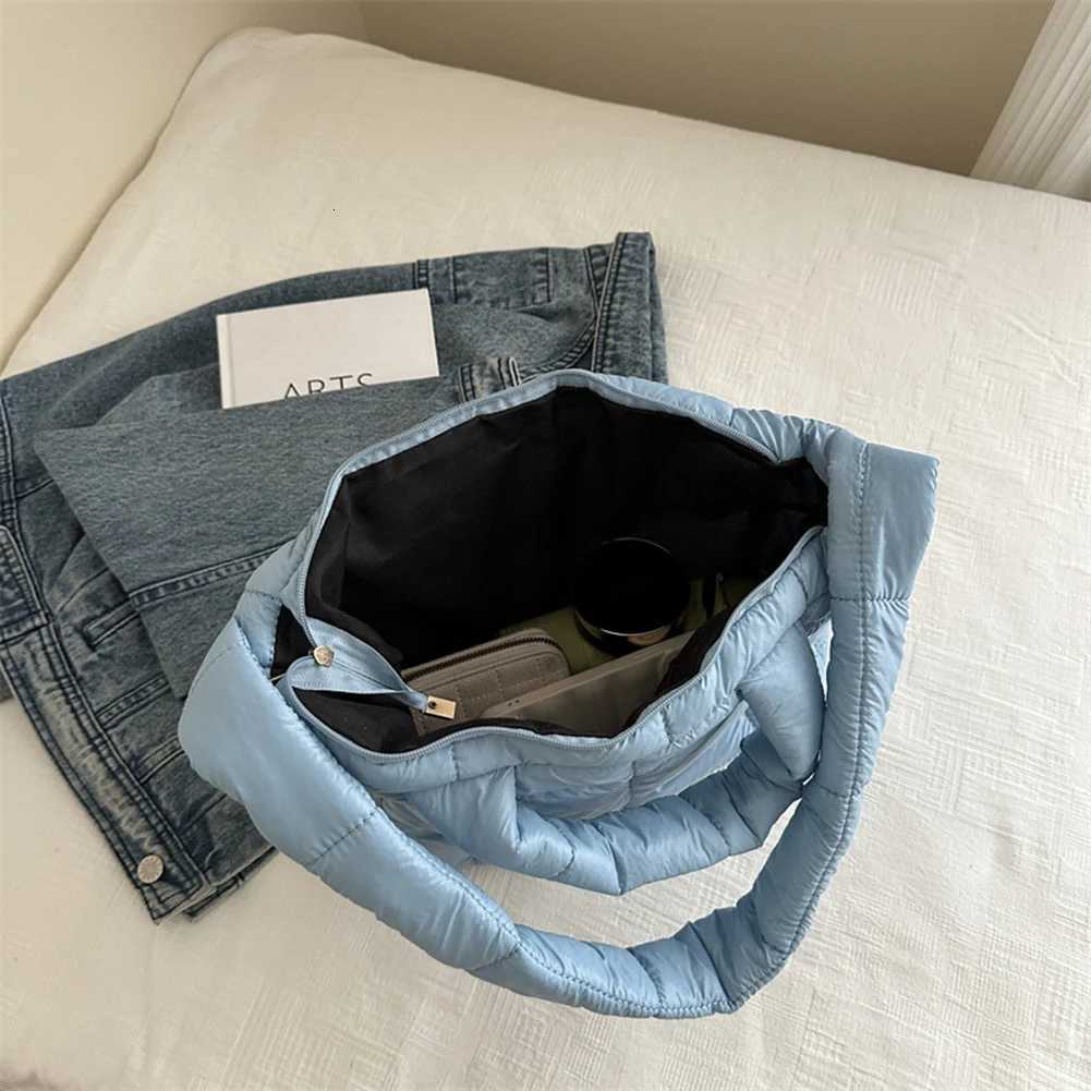 2024 Puffer Tote Handbag Large Capacity Quilted Top Handle Bag Solid Color Puffy Shoulder Bag Ladies Cute Bag Y250730