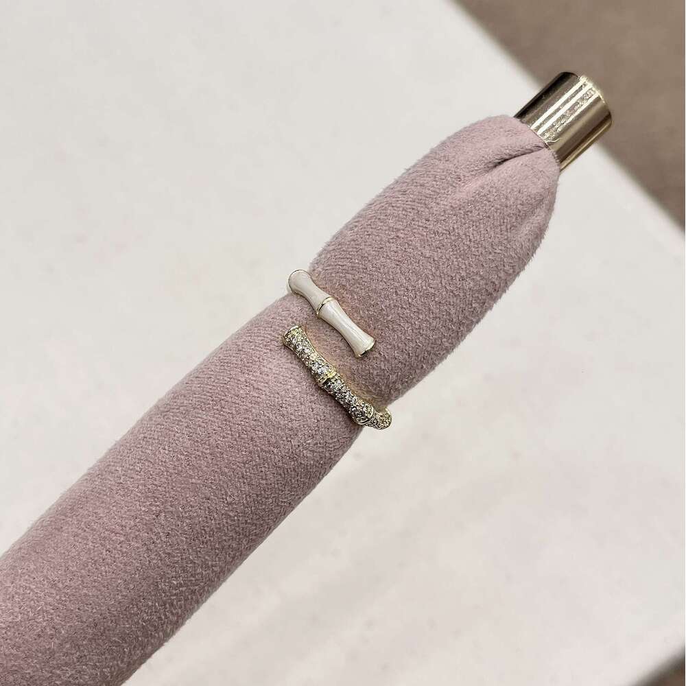 Milky White Tone Arc de Triomphe Bamboo Section Inlaid Zirconium Heart-Shaped Snake Head Cake Edge Open Ring Six Options Available b2a