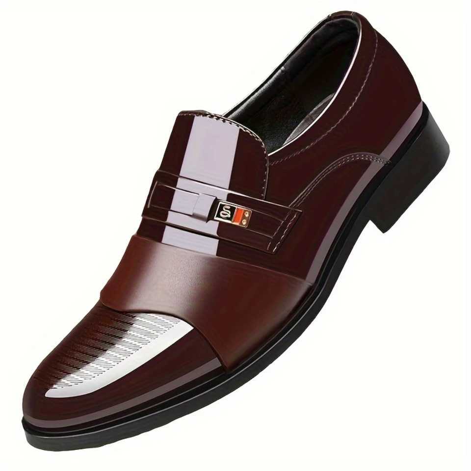 Mens Solid Slip On Semi-formal Dress Shoes With PU Leather Uppers Wear-resistant Non-slip Shoes For Business and Weddings Y250730