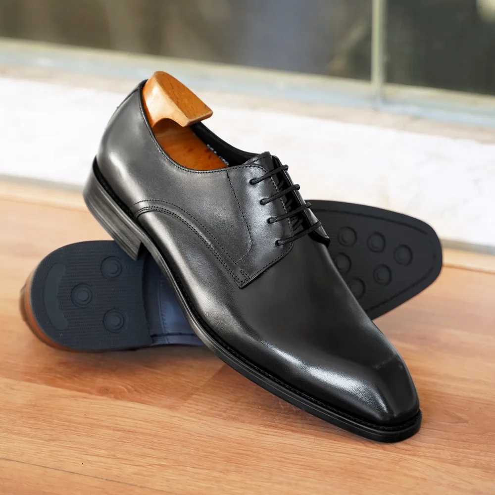 Wood Grain Derby Shoes Fion Formal Shoes for Men Business Dress Square Toe Rubber Social Mens Shoes ing Oxfords Y250730