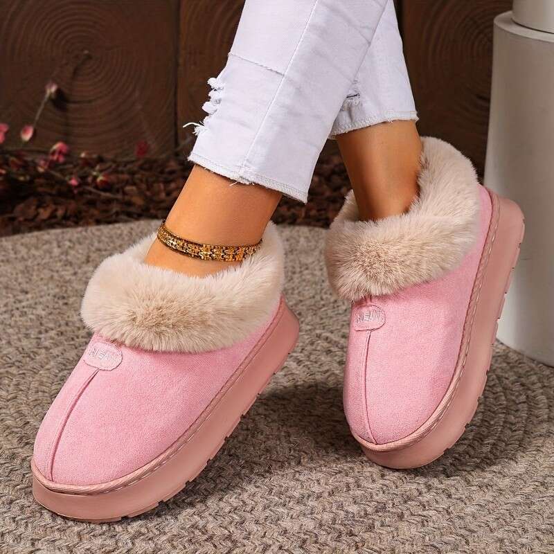 New Cotton Slippers Warm Thickened Couple Style Simple Autumn Winter Indoor Half-Wrapped Heel Home