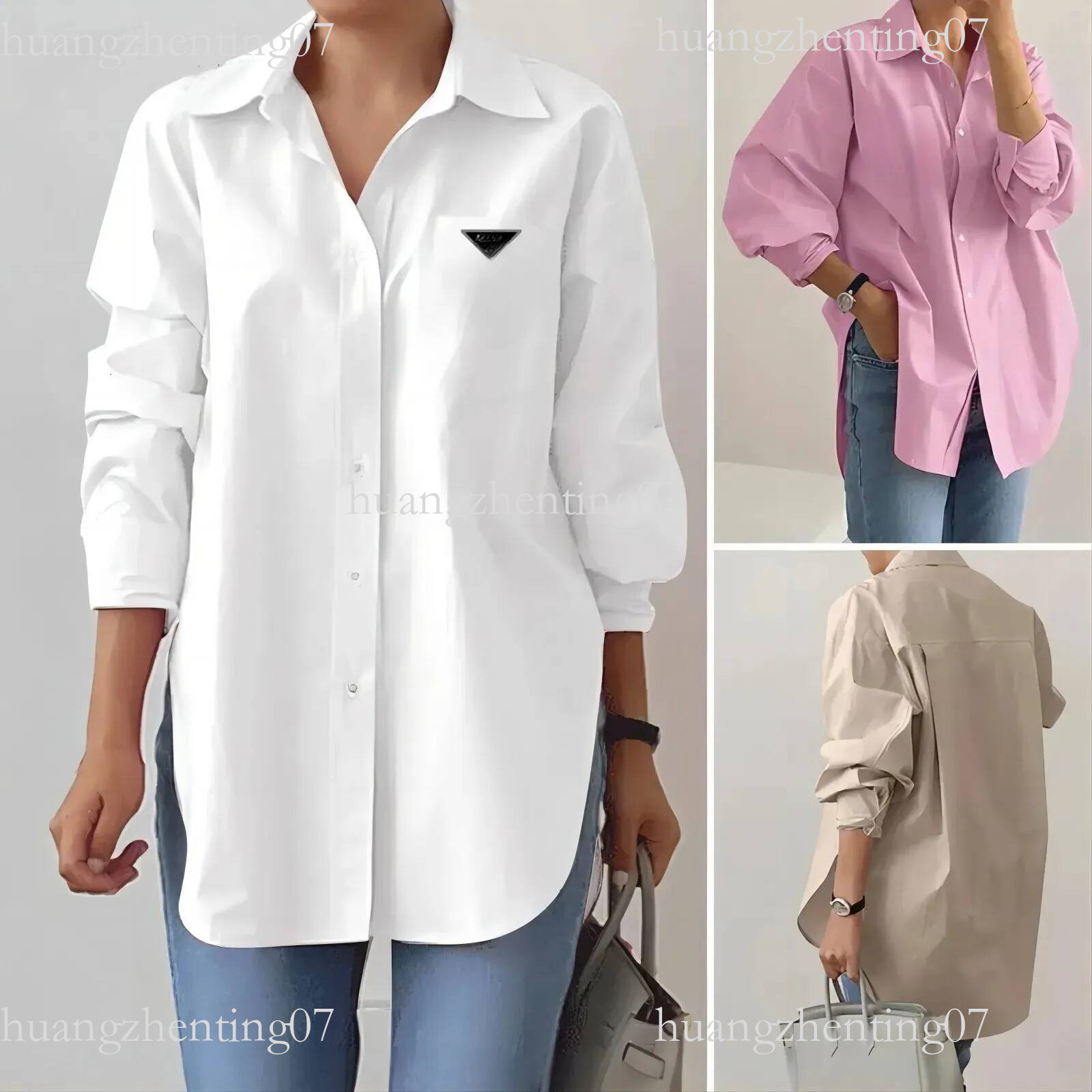 Designer Women's Blouses Shirts Elegant Women Long Sleeve Triangle Shirt 2025 Fashion Women blusas Solid Color Split Hem Loose OL Work Shirt