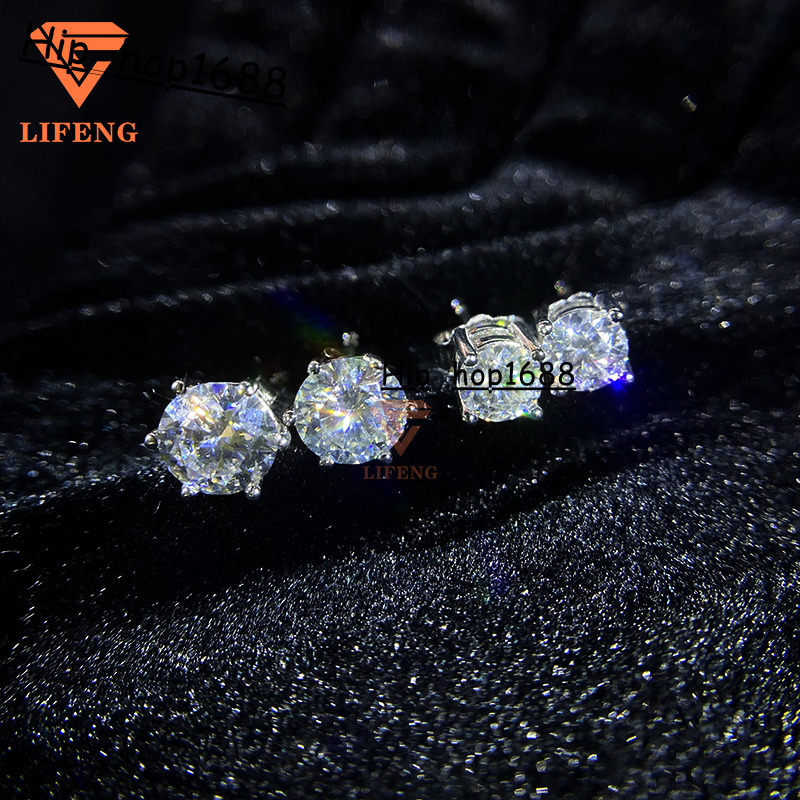 Classic 1ct Moissanite Stud Earrings 18K 14K 10K Silver Gold Number Shape/Pattern Diamond Jewelry