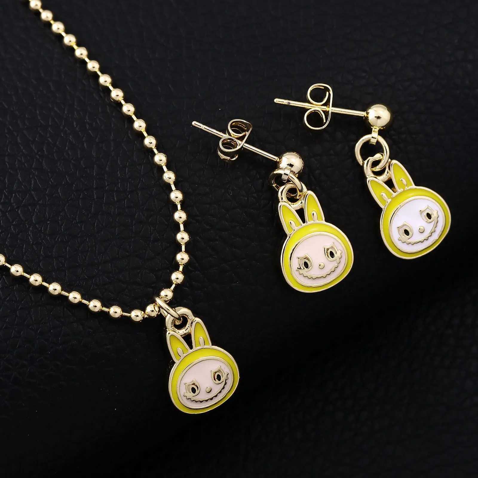 anime Forest Elf Necklace Earrings Wens Two-piece Set Cute Rabbit Fun Forest Guardian DIY Pendant Jewelry Accessories Gift Y250730