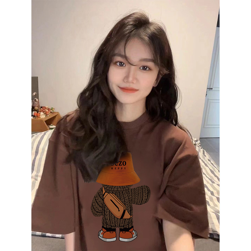 2025 pure cotton short sleeved women's T-shirt summer new high-end plus size casual versatile loose round neck basic shirt top new designer T-shi