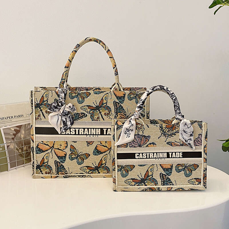 Women's 2024 New Simple Fashion Large Capacity Shoulder Butterfly Scarf Tote Bag Commuter Handbag