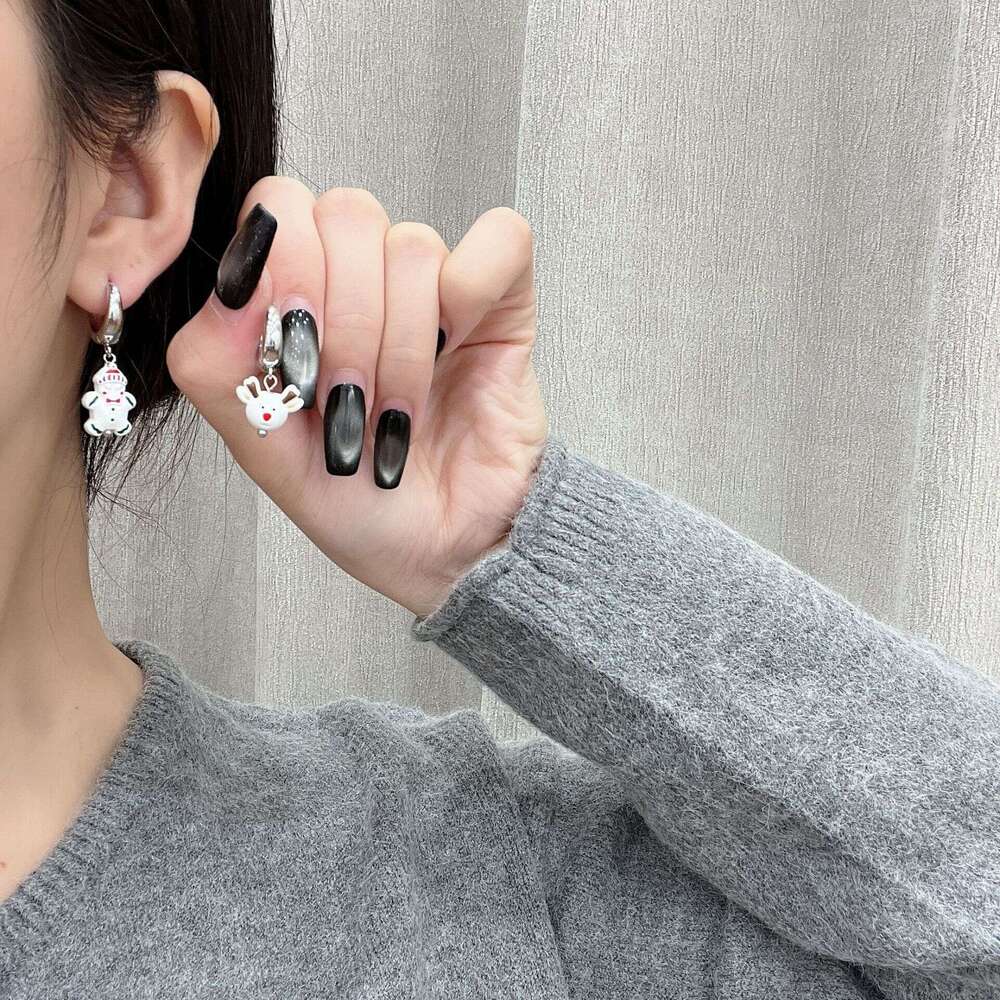 Christmas Series Cute Snowman Elderly Sweet Atmosphere Niche Versatile Design Personality Playful Earrings 56f