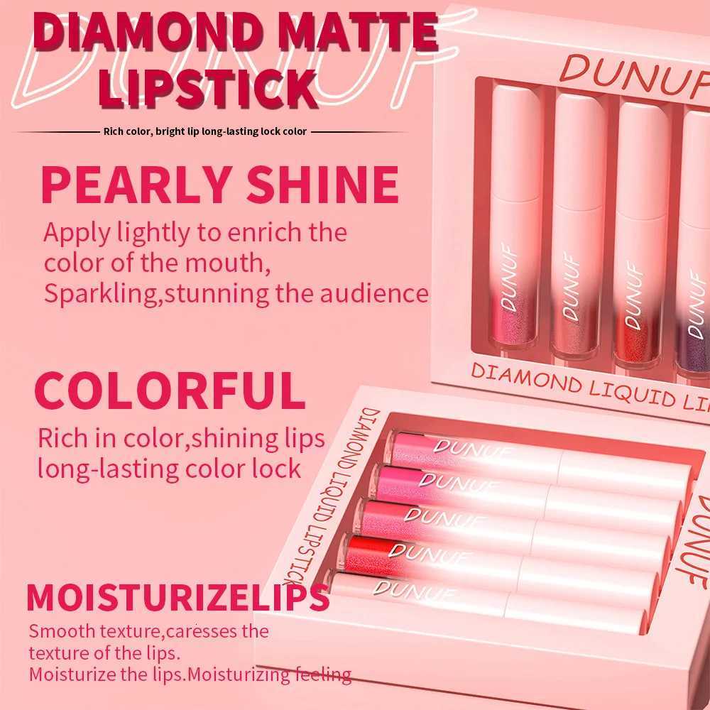 5 Pcs Diamond Glitter Liquid Lipstick Set Long Lasting Non-Stick Metallic Shimmer Matte Lipstick in Full Colors - Tinted Lip G250729