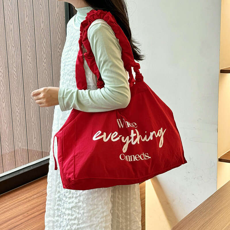 Crossbody Niche Design Canvas Large Capacity Tote Letter Commuter Student Cloth Drawstring Shoulder Bag