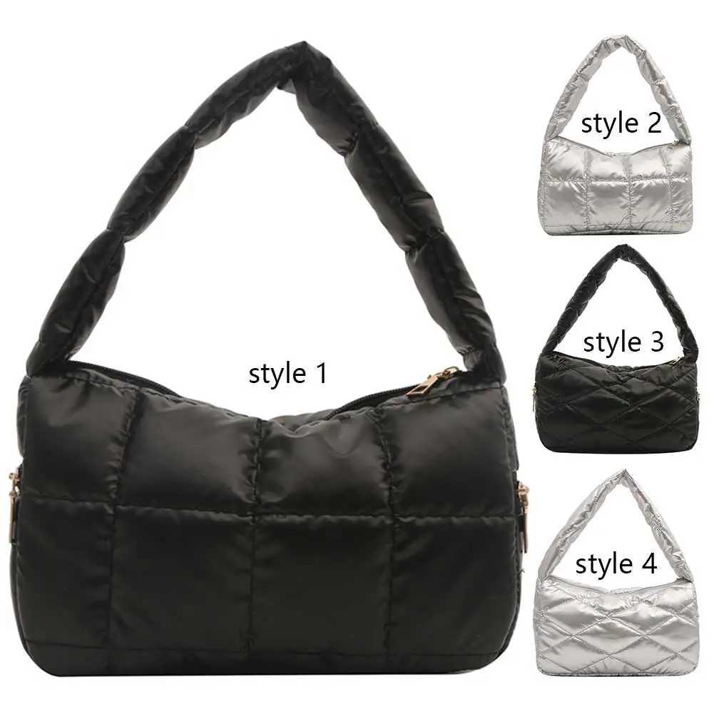 2024 Puffer Shoulder Bags Large Capacity PU Quilted Underarm Bag Stylish Commuting Bags Solid Color Soft Top Handle Bag Y250730
