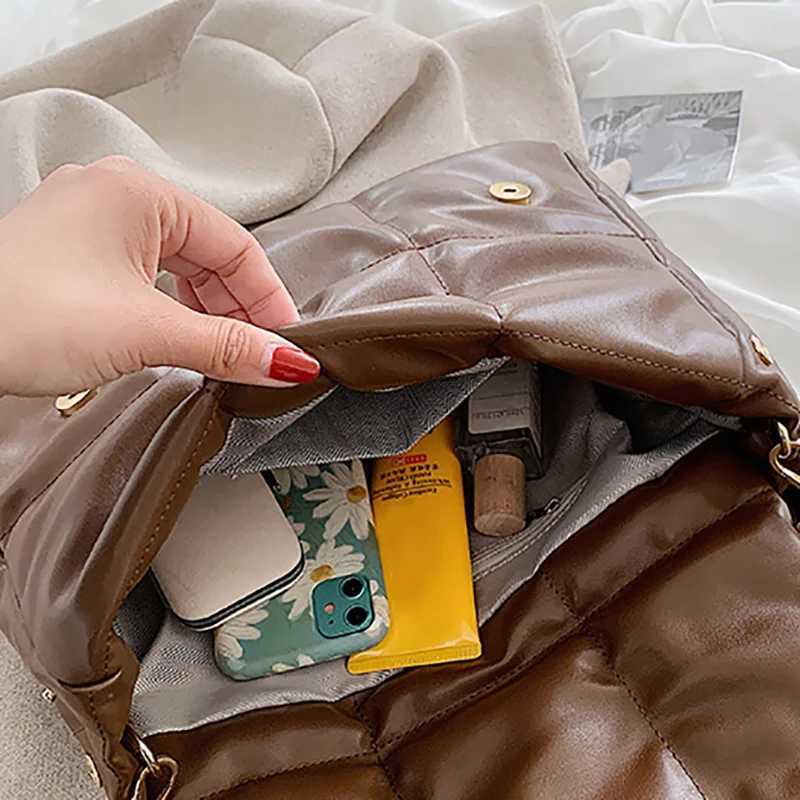 New Arrival Space Cott Shoulder Bags For Women Luxury Quilted Down Pu Leather Crossbody Bag Messenger Handbag Totes Purse Y250730