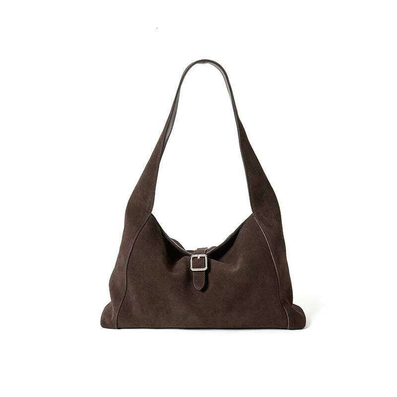 Suede Women's Armpit Tote 2025 New Niche Design Large Capacity Vintage Frosted Cowhide Simple Hand-Laundry Shoulder Bag