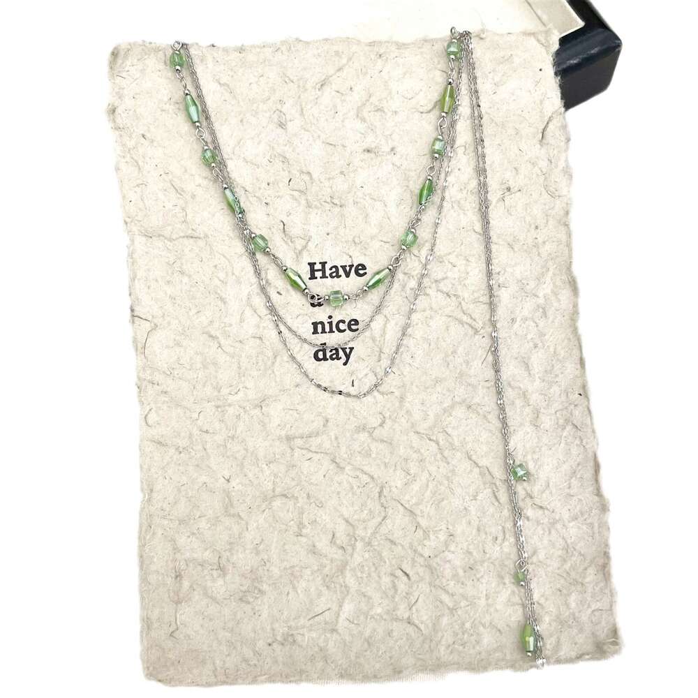 Summer Romance ~ Double Layer Tassel Beaded Necklace for Women, Light , Niche Style, Simple and Exquisite, High-end Clavicle Chain aa9