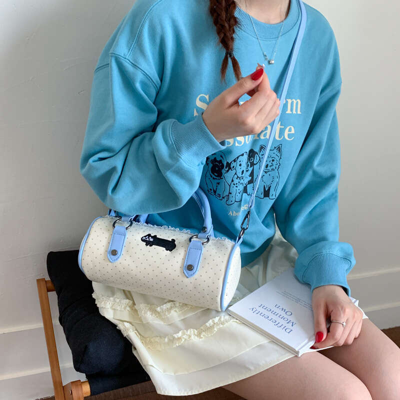 Cute Polka Dot Kitten Fashion Trend Versatile Simple Design College Student High-end Feel Single Shoulder Crossbody Handbag