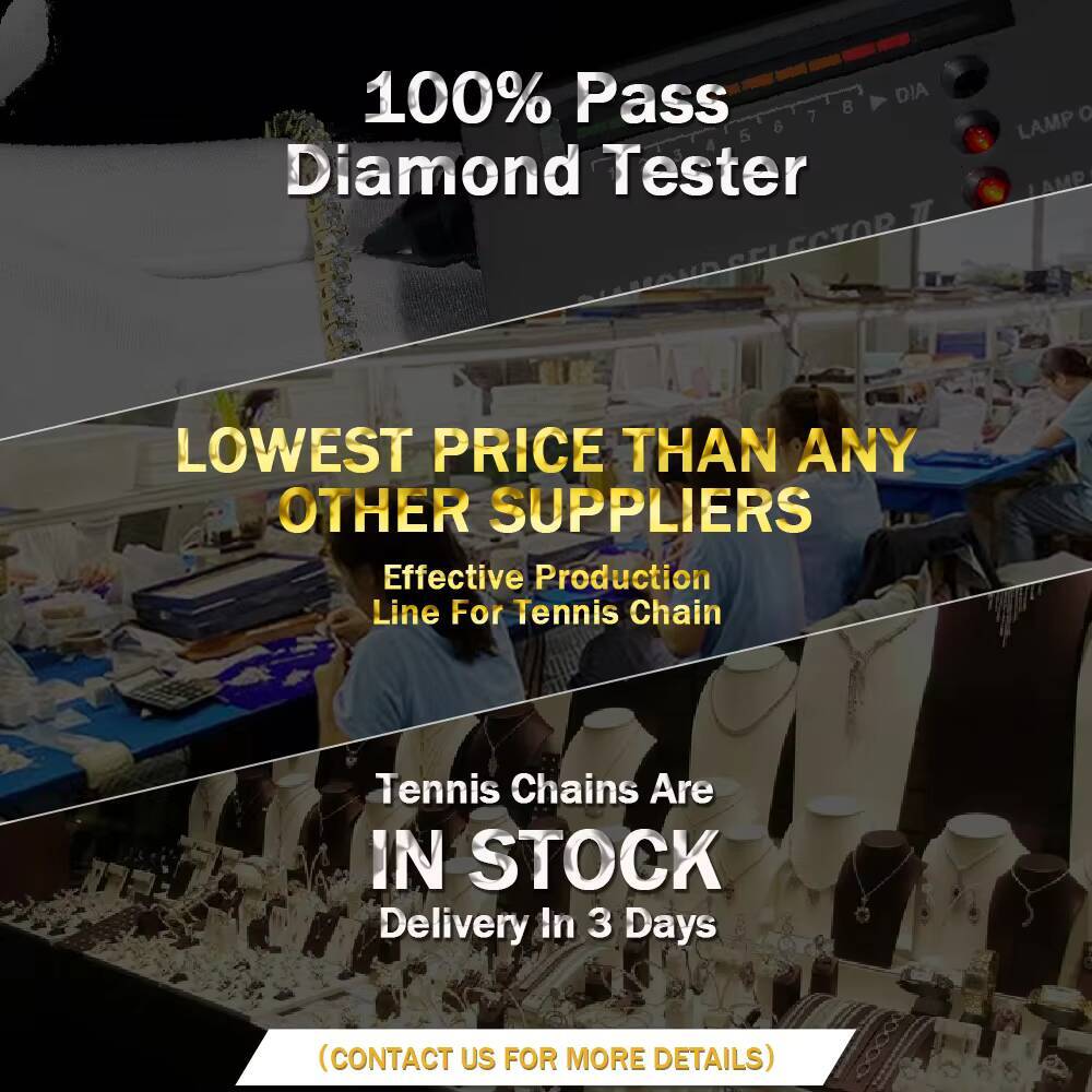 Wholesale 14K 18K VVS Moissanite Diamond Tennis Chain Necklace Dropshipping 3MM 4MM 5MM Silver Fine Jewelry Bracelet Men Women