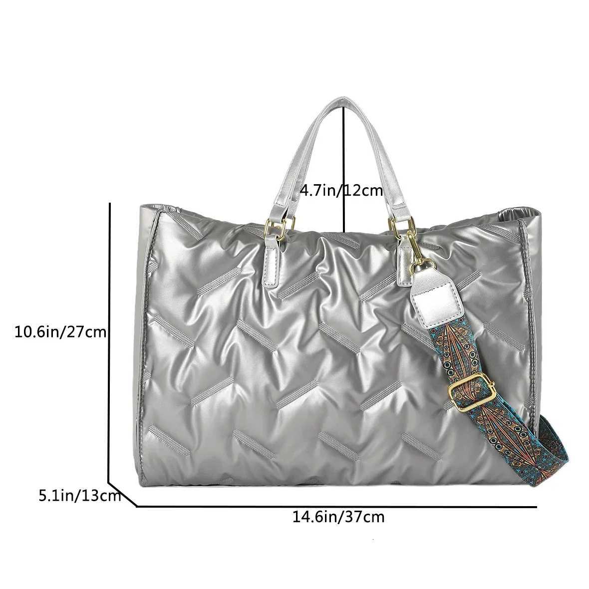 5 Large Tote Padded Handbags Designer Quilted Wen Shoulder Bags Luxury Nyl Down Cott Crossbody Bag Winter Tote Big Y250730
