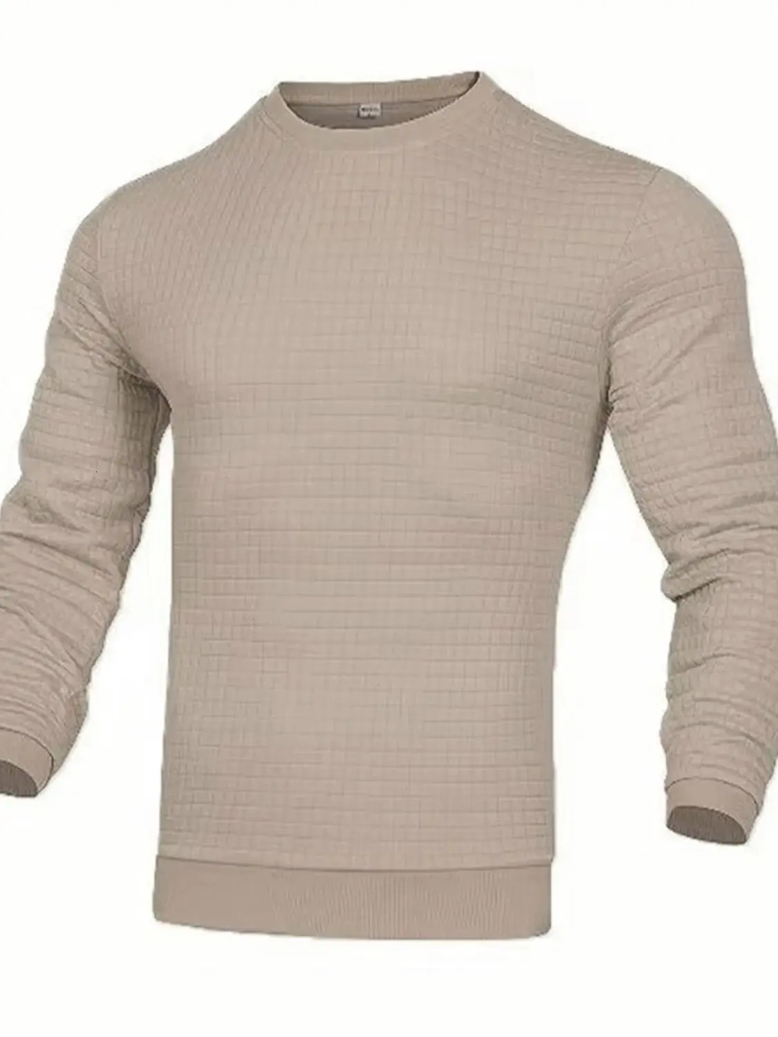 Mens coat fashion small check Waffle youth round neck jacquard hoodie 250729