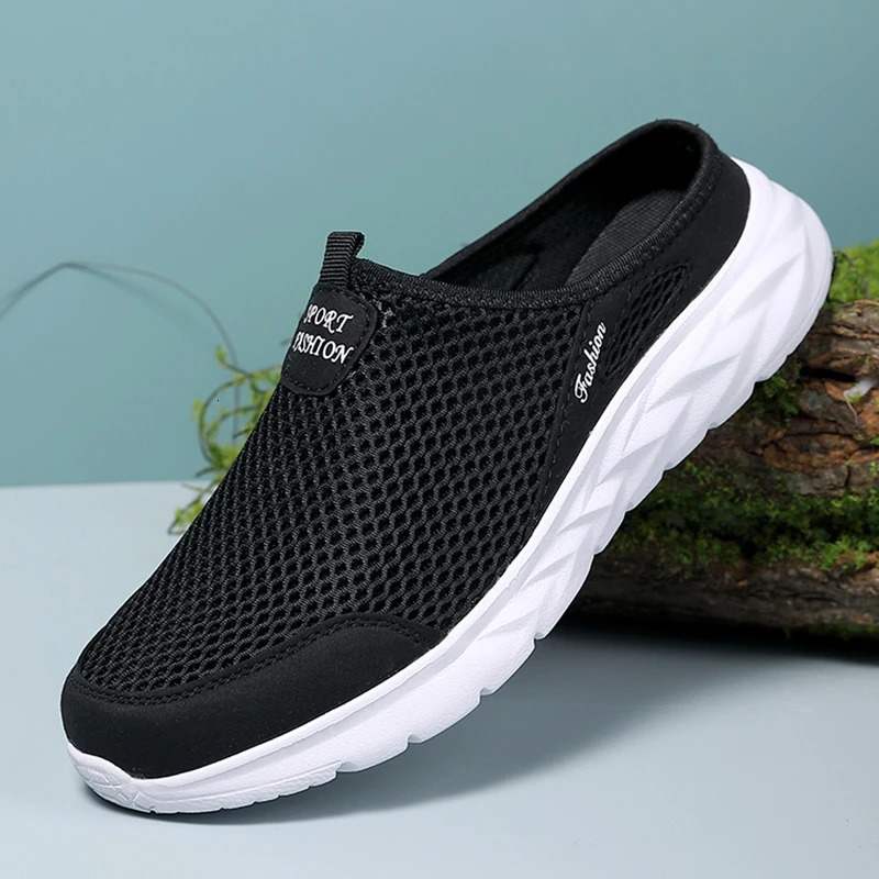 39-47 Men Half Slippers Anti-slip Mens Casual Shoes Lightweight Male Flat Slippers Breathable Fashion Slip on Flats Outdoor 250725