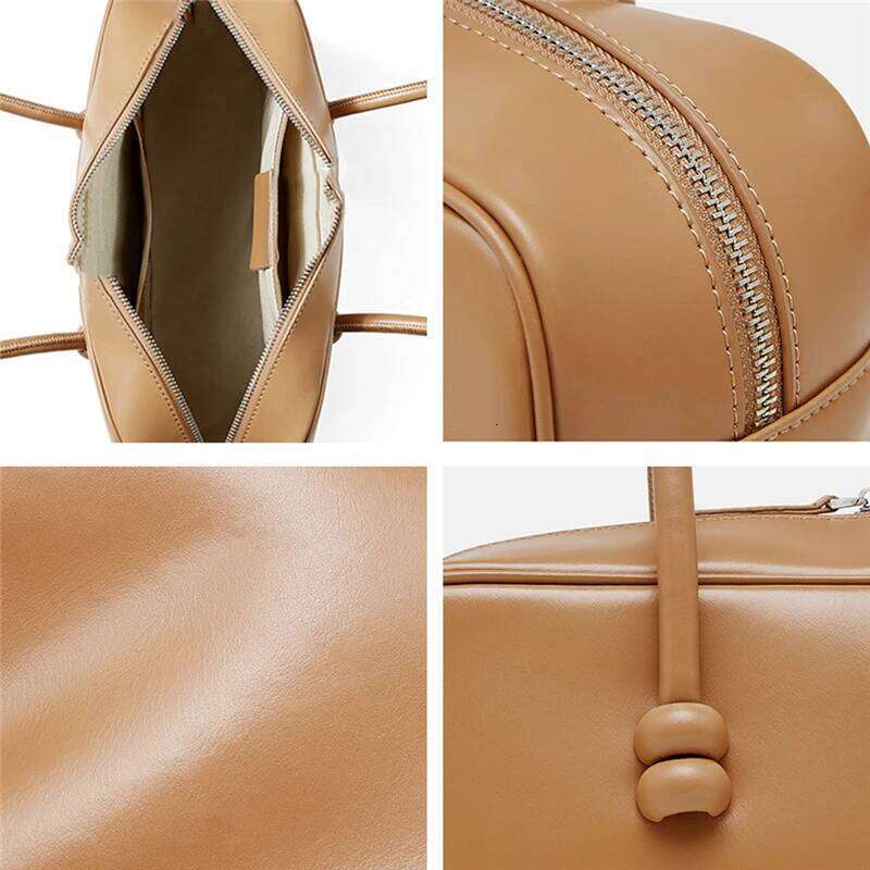 Burminsa Cowhide Genuine Leather Underarm Shoulder Bags For Women 2025 Designer Work Satchel Bowling Tote Ladies Handbags