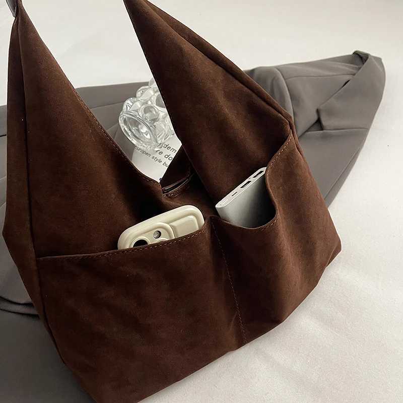 2-IN-1 Underarm Shoulder Bag Sets For Women Faux Suede Multi Pockets Large Capacity Shopper Tote Bag 2025 Lat Handbags Y250730