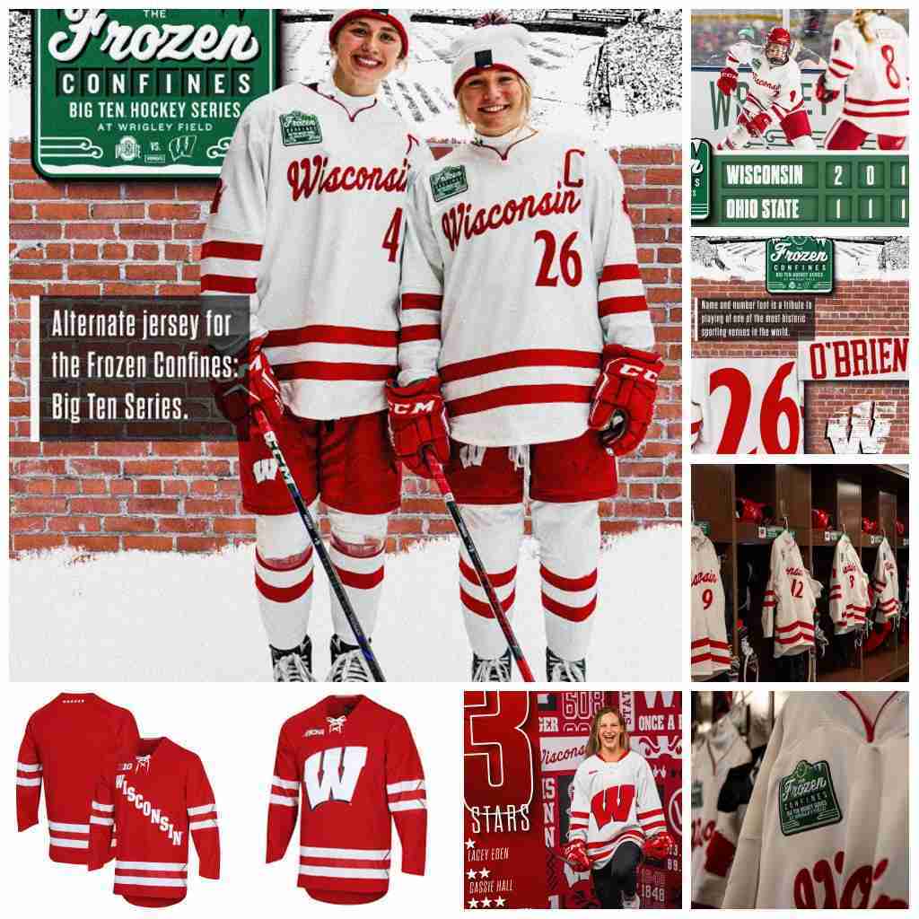 Casey OBrien Wisconsin 2025 Frozen Confines Series Badgers Womens Hockey Jerseys Caroline Harvey Finley McCarthy