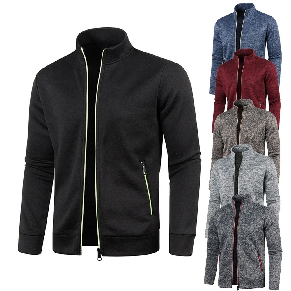 Mens Cardigan Zipper Hoodies Black Green Gray Contrasting Colors Jackets Fashion Casual High Stand Sweatshirts Coats Sportswear 250729