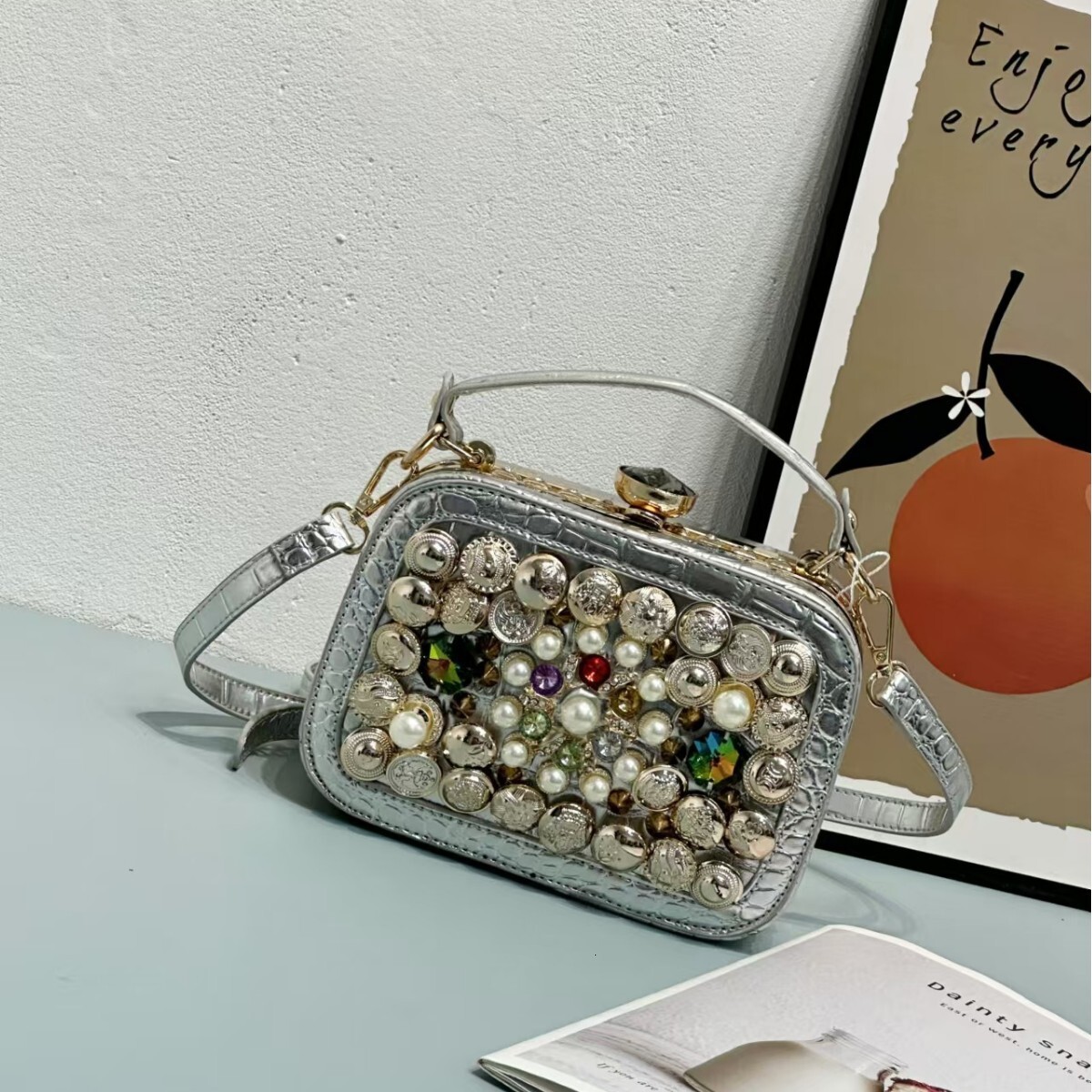 2025 New Fashion Street Style Button Small Square Handbag Crossbody Bag Valentine's Day Gift ddmymoon