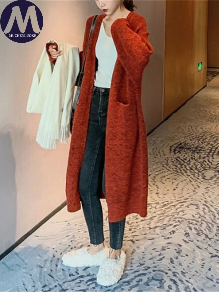 Womens Long Sleeve Knitted Cardigan Loose Sweater Casual Coats Autumn and Winter Clothing Fashion 250730