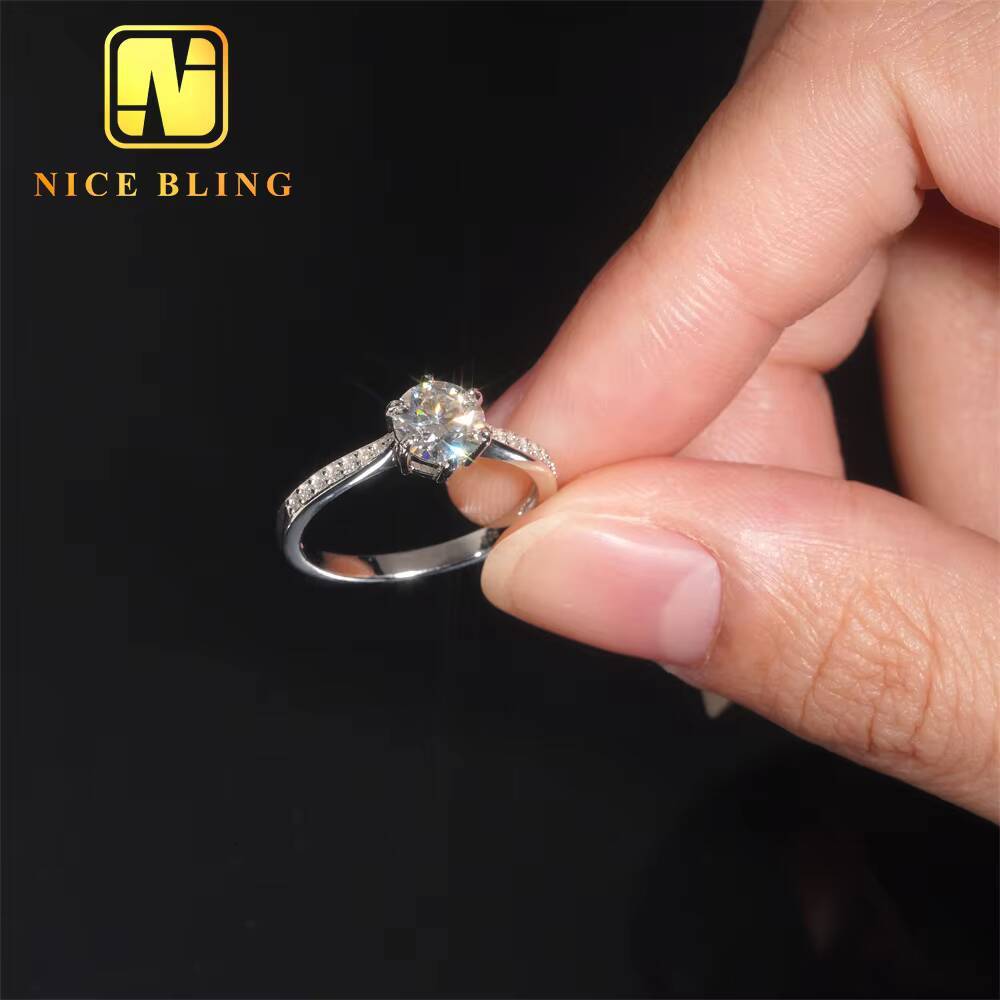 Wholesale Women Jewelry Moissanite Diamond 925 Sterling Silver Gold Plated Rings Romantic Wedding Rings Engagement Rings