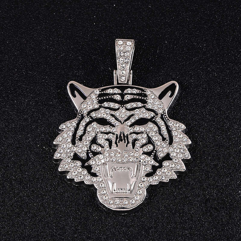 Pendant Tiger Head Inlaid Dia Personality Creative Hip-Hop Jewelry Accessory High Quality
