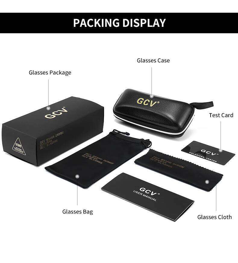 GCV Polarized Sunglasses Aluminum Magnesium Sun Driving Glasses Rectangle Shades For Men UV400