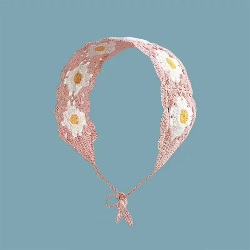 Korean Ins Parentchild Sunflower Headband Crochet Hair Bands for Women Girls Baby Accessories Bandana Items 250716