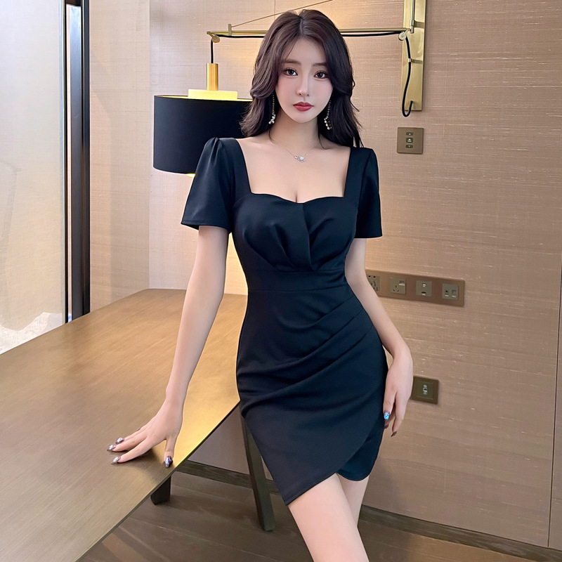 Women's low-cut waist, thin, hip-wrapped short skirt, sexy dress