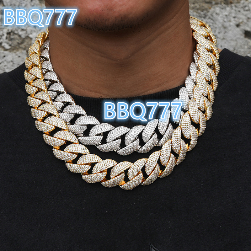 Factory Direct 22mm Bubble Miami Cuban Link Chain 5 Rows Fully Iced Out CZ 18K Gold Plated Brass Fashion Hip Hop Necklace