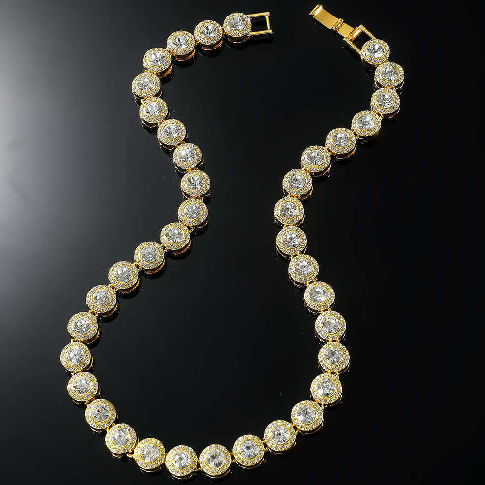 New Men's Round Dia Spliced Chain Necklace with Creative Personality and Street Hip-Hop Style
