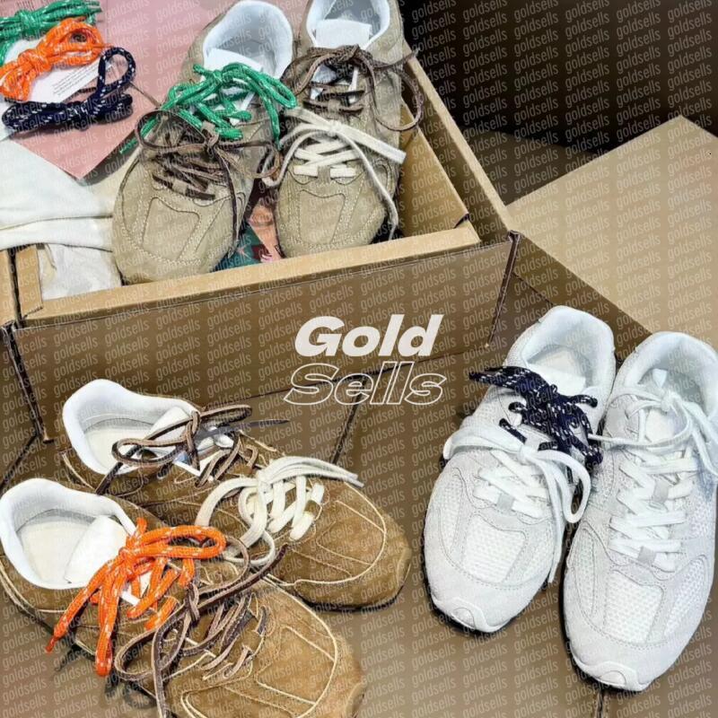 Designer Suede Mesh Athletic Sneakers Shoes Dual Color Laces Unisex Comfort Running Shoes Classic Lace-up Tennis Shoe Hazel Flats Canvas Casual Couple's Sneaker