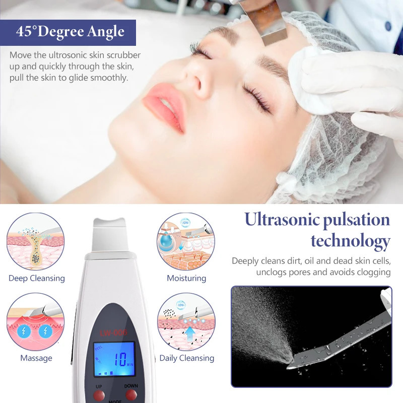 Ultrasonic Skin Scrubber Deep Face Cleaning Machine Facial Massager Ultrasound Peeling Clean Tone Lift LW006 250726
