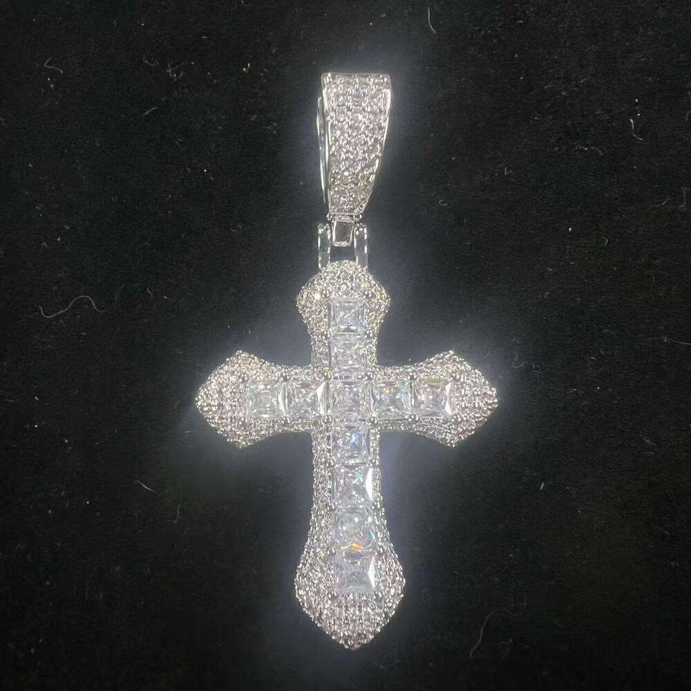 Zirconia Cross Pendant Fashion Classic Style Versatile Braided Chain Necklace