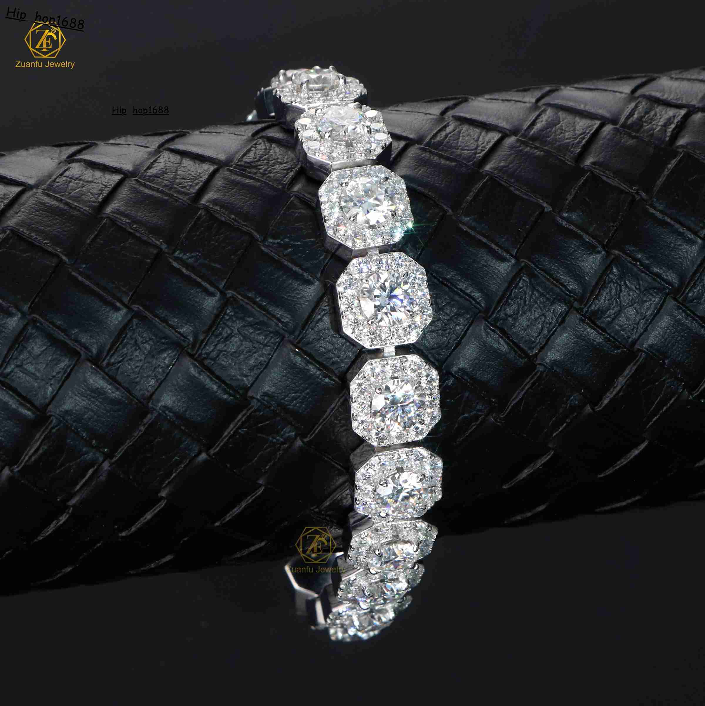 925 Silver Fashion Jewelry Iced out 11mm Moissanite Tennis Chain Bracelet for Women and Men