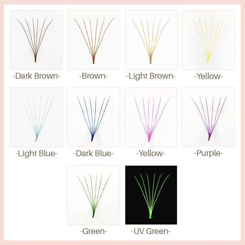 6D Premade Color Eyelashes Promade Colored Premade Fans Lash Extensions Pre Made Bouquet Eyelash Extension Blue Light Dark Brown Z250730