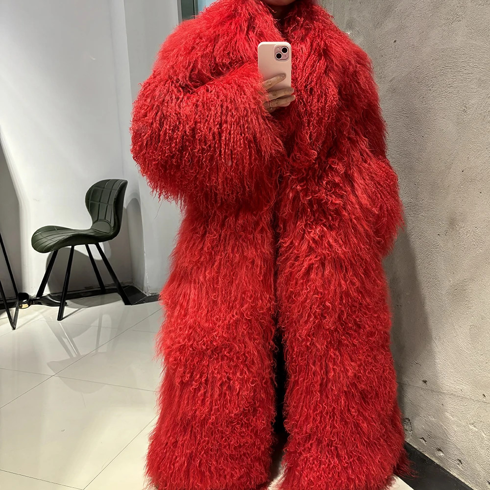 YOLOAgain Long Mongolian Sheep Fur Coat Women Fur Jacket Winter Outerwear Warm 250723