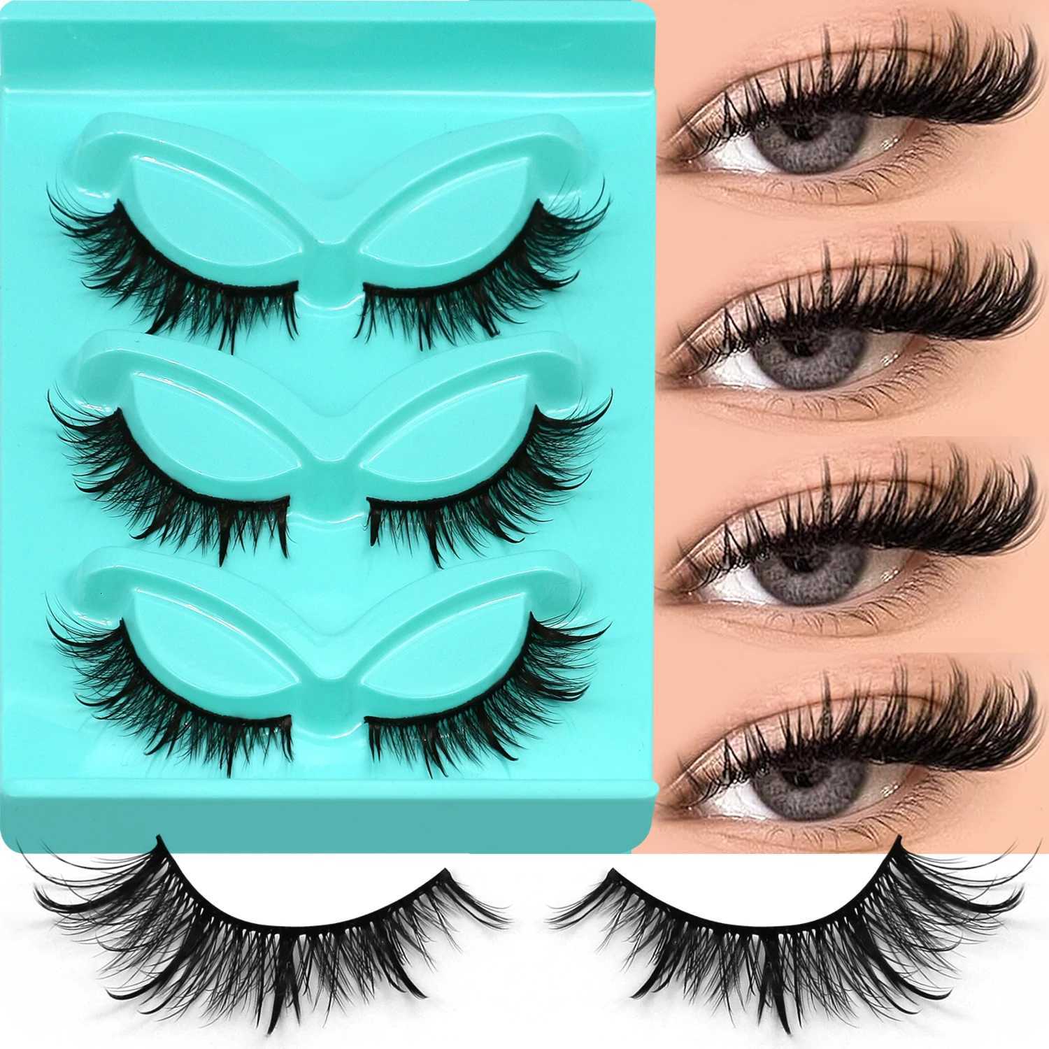 3 Pairs of False Eyelashes Wet Manga Lashes Fluffy Thick Soft Natural Long 3D Faux Mink Lashes Full Strip Lashes Makeup Z250730